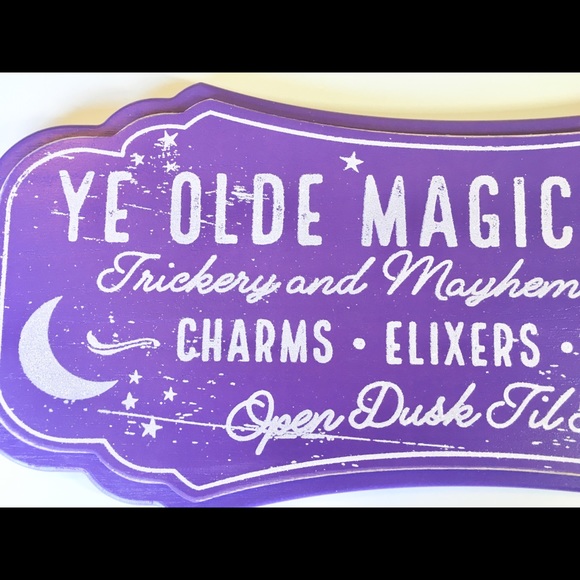 Purple Halloween Olde Magic Shoppe Wood Sign Witch - Picture 2 of 12
